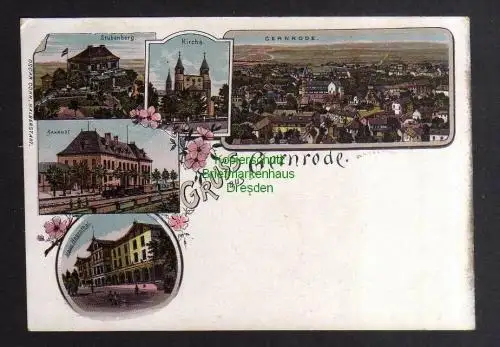 135125 AK Gernrode Litho um 1900 Stubenberg Bahnhof Haus Hagenthal Kirche