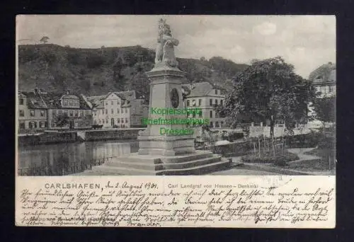 131115 AK Carlshafen Bad Karlshafen 1901 Carl Landgraf von Hessen Denkmal