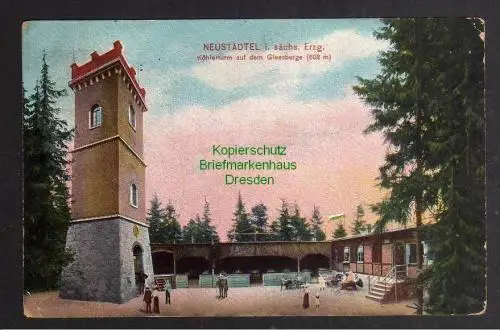 129632 AK Neustädtel i. Sächs. Erzg. Köhlerturm auf dem Gleesberge 1913