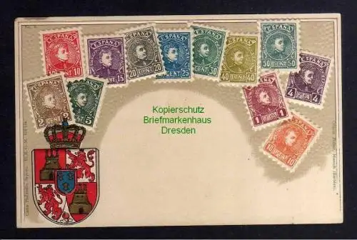 129726 AK Philatelie Postkarte Spanien Espana Wappen um 1905