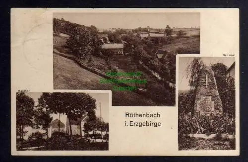 129233 AK Röthenbach im Erzgebirge 1932 Gasthof Denkmal Landpoststempel