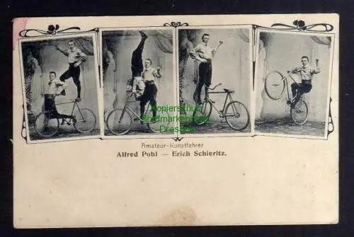129379 AK Fahrrad Amateur Kunstfahrer Alfred Pohl Erich Schieritz Krause Deuben