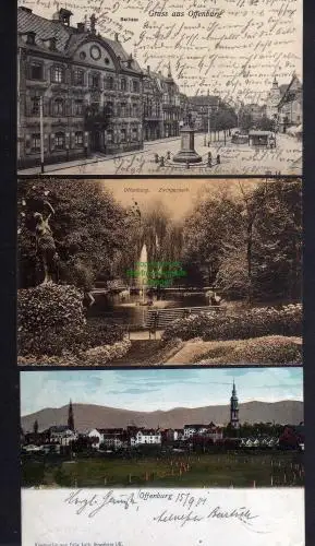 121948 3 AK Offenburg Rathaus 1907 Zwingerpark Panorama 1901