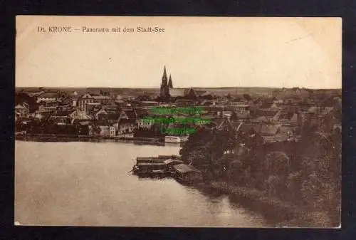 122212 AK Walcz Deutsch Krone Panorama mit Stadt See 1918 Feldpost