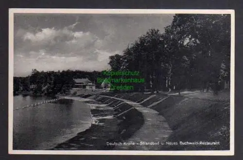 122214 AK Walcz Deutsch Krone Strandbad Neues Buchenwald Restaurant um 1935