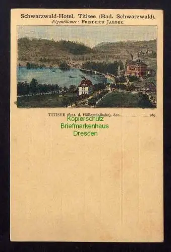 122145 AK Schwarzwald Hotel Titisee Höllenthalbahn um 1895 colorierte Federlitho