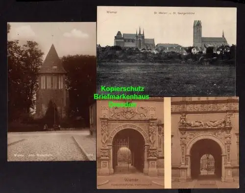 118156 3 AK Wismar St. Marien Kirche St. Georgenkirche u 1910 Fürstenhof Portal