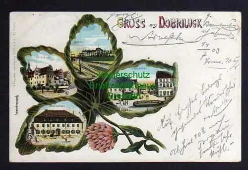 117910 AK Dobrilugk Kirchhain Schloss Bahnhof Litho 1903 Gasthof Rautenstock