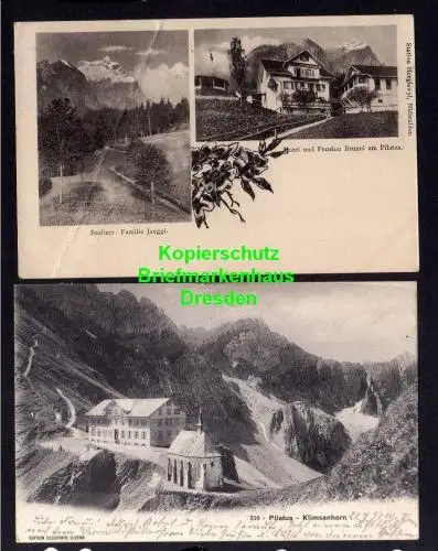 118169 2 AK Pilatus Klimsenhorn 1906 Hotel Kirche Pension Brunni Nota