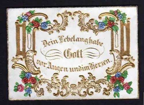 117714 Taufbrief Dein Lebe lang habe Gott ... 1861 Patenbrief goldgeprägt  mit S