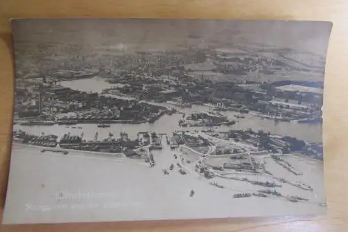 117736 AK Wilhelmshaven Luftbild Fotokarte um 1915 Hafengebiet
