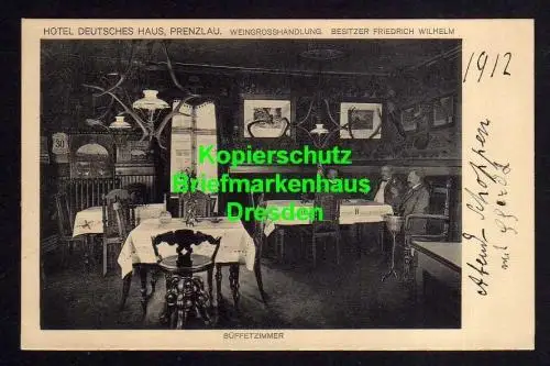 116349 AK Prenzlau Hotel Deutsches Haus 1912 Weingrosshandlung