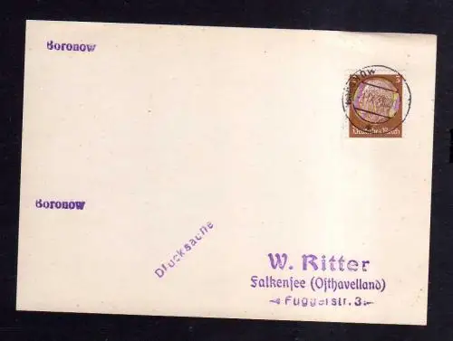 115380 Postkarte Boronow 1939 Drucksache aptierter Stempel + Einzeiler Notstempe