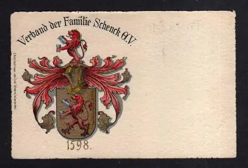 115486 AK Studentika Wappen Verband der Familie Schenck G. V. um 1910