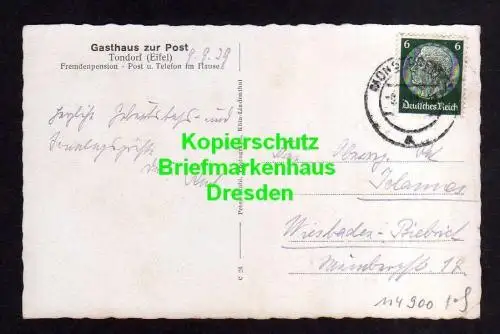 114900 AK Tondorf Eifel Armuthstal Gasthaus zur Post 1939