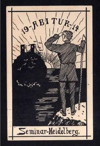 113367 AK Heidelberg 1914 Studentika Abitur Künstlerkarte