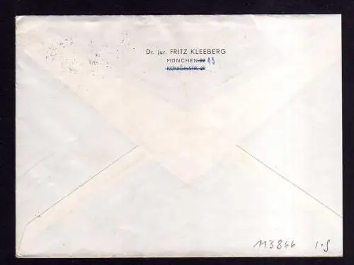 113866 BRD Brief 1959 W 17x + 226 Bahnpostamt München nach Hof Saale