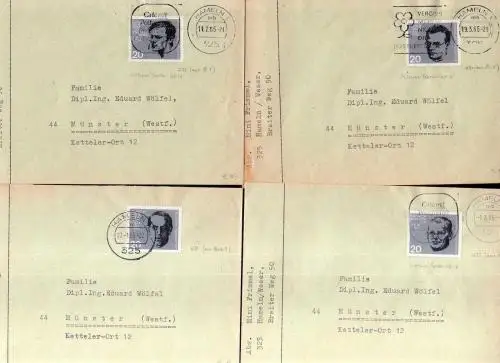 113868 4x BRD Brief 1965 Marken aus Block 3 433 437 434 438 Stauffenberg Delp Mo