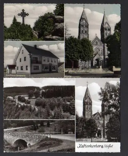 103083 2 AK Kaltenherberg Eifel Lebensmittelhaus Alt Kirche Kaufhaus Lambertz Ve