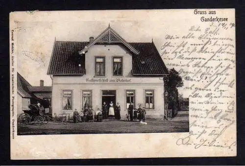 102214 AK Ganderkesee 1904 Gasthaus Gastwirtschaft zum Bahnhof Bahnpost Delmenho