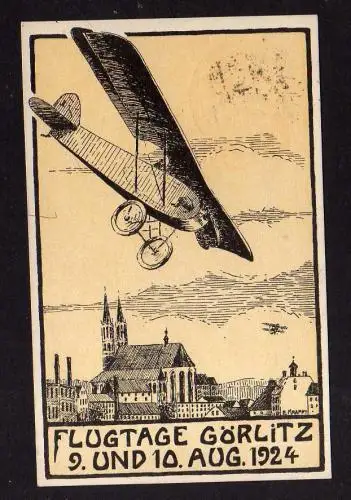 102496 AK Flugtage Görlitz August 1924 SST Sonderstempel Luftfahrt Görlitz e. V.