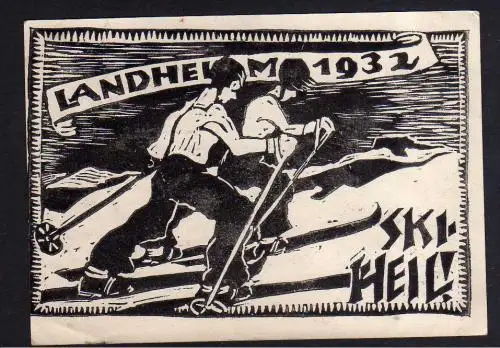 102518 AK Seiffen 1932 Landheim Heidelberg Ski Heil Künstlerkarte