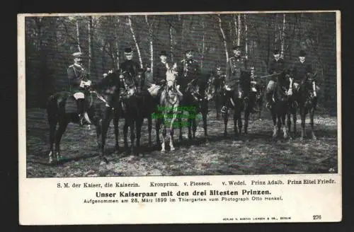 136825 AK Springe 1901 Unser Kaiserpaar mit den Prinzen Berlin Tiergarten