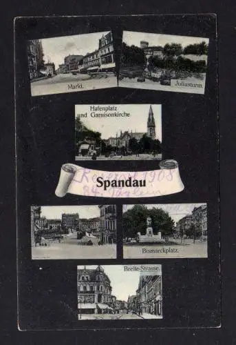 106866 AK Berlin Spandau 1908 Markt Juliusturm Hafenplatz garnisionskirche Bimar