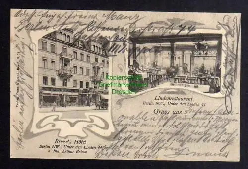 123471 AK Berlin 1902 Brieses Hotel Unter den Linden 1944 Lindenrestaurant