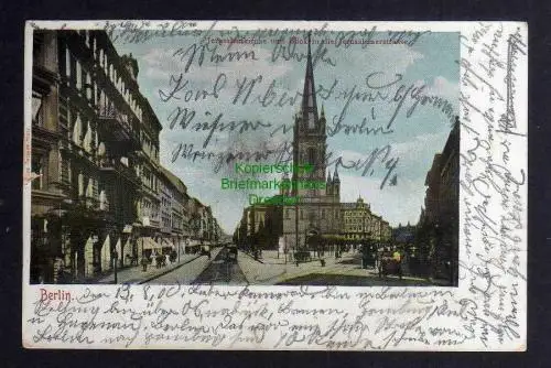 124308 AK Berlin 1900 Jerusalemkirche Blick auf Jerusalemerstrasse