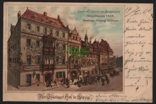 51863 AK Leipzig 1901 Litho Der Thüringer Hof Anno Domini 1454