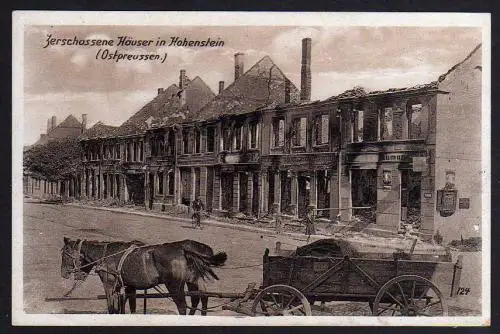 61054 AK Ostpreußen zerschossene Häuser in Hohenstein um 1915 Ostpreußenhilfe