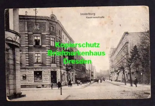 116616 AK Insterburg Ostpreußen Kasernenstraße 1917 Militär Bedarfsartikel Emil