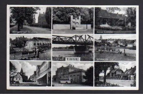 108859 AK Tapiau Gwardeisk Ostpreußen 1942 Pregelbrücke Bahnhof Markt Kirche Dei