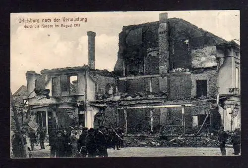 110474 AK Ortelsburg Ostpreußen 1914 nach der Verwüstung durch die Russen Ruinen