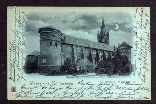 111375 AK Königsberg Ostpreußen Schloß Westseite Mondscheinkarte 1900