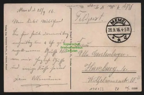 148093 AK Memel Ostpreußen 1916 Feldpost Hafen Börse