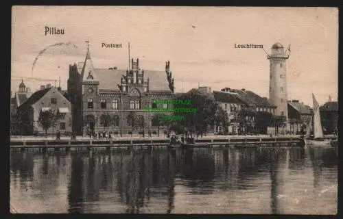 150363 AK Pillau Ostpreußen 1907 Postamt Leuchtturm