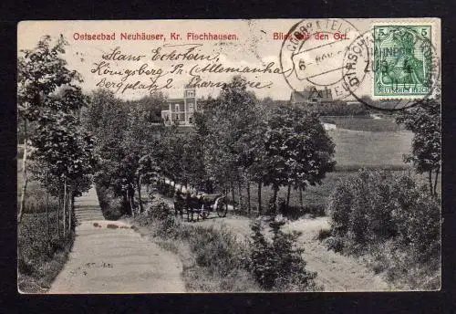 97728 AK Neuhäuser Kreis Fischhausen Ostpreußen 1907 Bahnpost Ostseebad