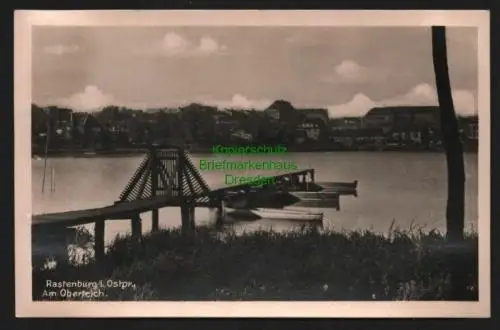 140457 AK Rastenburg Opr. Fotokarte Am Oberteich Bootsanleger um 1935