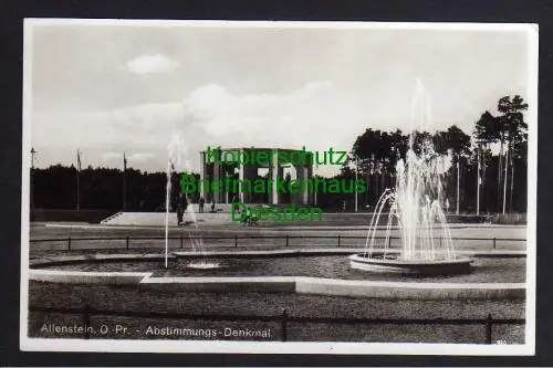 119706 AK Allenstein Olsztyn Opr. Abstimmungs Denkmal Fotokarte um 1930