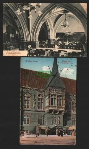 142724 2 AK Breslau Fürstensaal 1916 im Schweidnitzer Keller Rathaus 1914