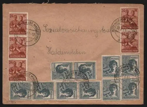 B13587 Brief SBZ Währungsreform 1948 Zehnfach Frankatur Hötensleben