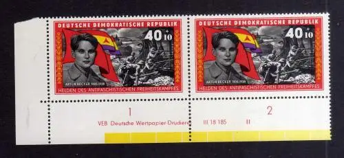 1930 DDR 1201 DV 1966 DZ 1-2 postfrisch ** ungef. Zähnungsvariante Wolf FN II