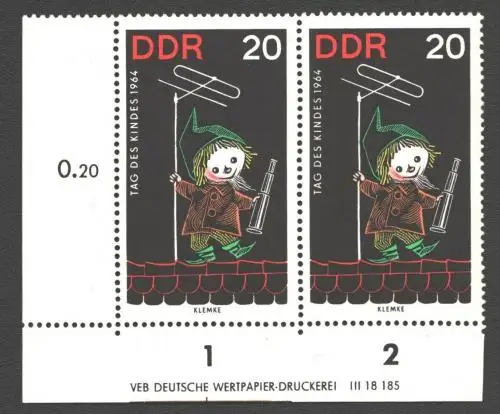 1999 DDR DV 1028 DZ 1-2 FN - postfrisch ** ungefalten Zähnungsvariante Wolf