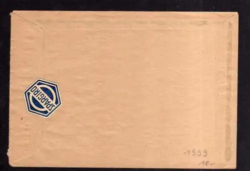 h1999 Handstempel Bezirk 41 Glauchau Brief 30.6.48 gepr. Stadtbank an Sparkasse