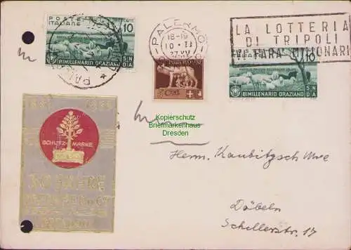B15675 Postkarte Italien Palermo 1937 Reklame Zitronen Most aus Sizilien Potsdam