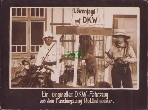 B15709 Fotokarte zur Geschichte von DKW um 1928 Faschingszug Rotthalmünster