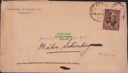 B15646 Brief USA 51 1888  Chicago nach Mähr. Schönberg
