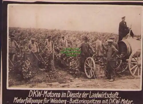 B15730 Fotokarte zur Geschichte von DKW um 1928 Motorfüllpumpe Weinberg Batterie